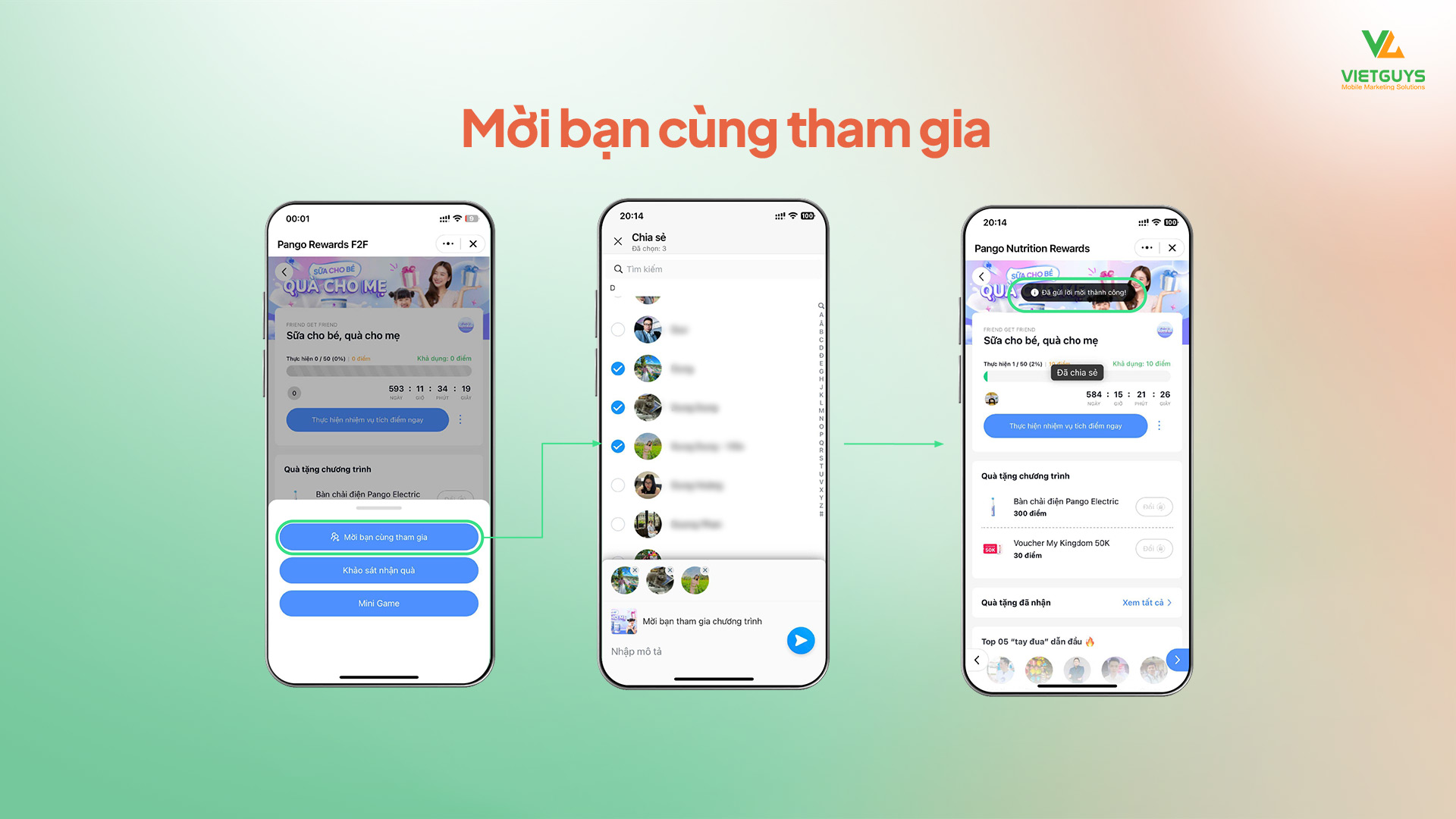 Mời bạn bè tham gia.